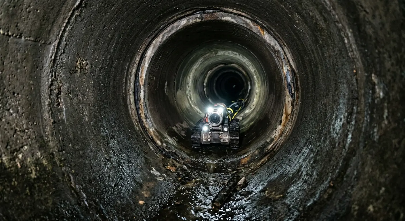 Robotic sewer camera inspecting pipe interior for Drain Snake Service in Lake Tapps